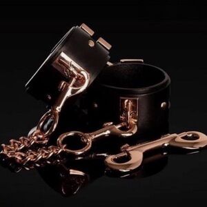 Honey Birdette Black and Rose Gold Chain Link Cuffs - Limited Edition NIB